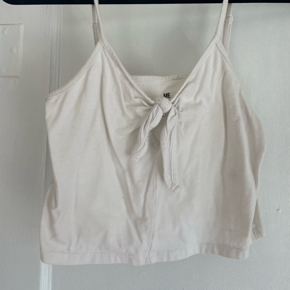 White Tie Front Tank Top